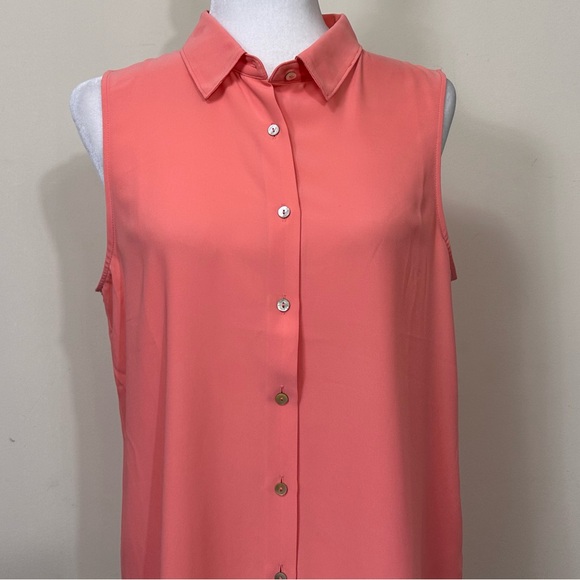 NWOT Rachel Zoe Polyester Pink Orange Loose Fit Sleeveless Button Down Shirt L - Picture 6 of 15
